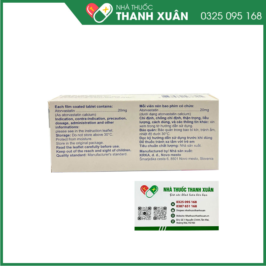 Thuốc Atoris 20mg điều trị rối loạn mỡ máu nguyên phát và rối loạn lipid máu hỗn hợp